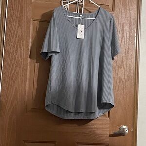 Gray V-Neck Blouse